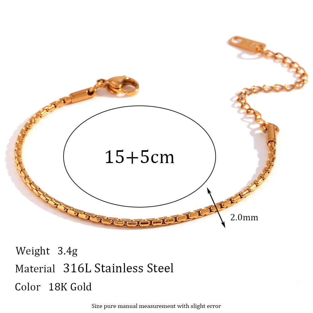 Wholesale Geometric Stainless Steel Chain Bracelet with Gold Plating,  Fashion Accessory for Women,  Boutique Resale Gift