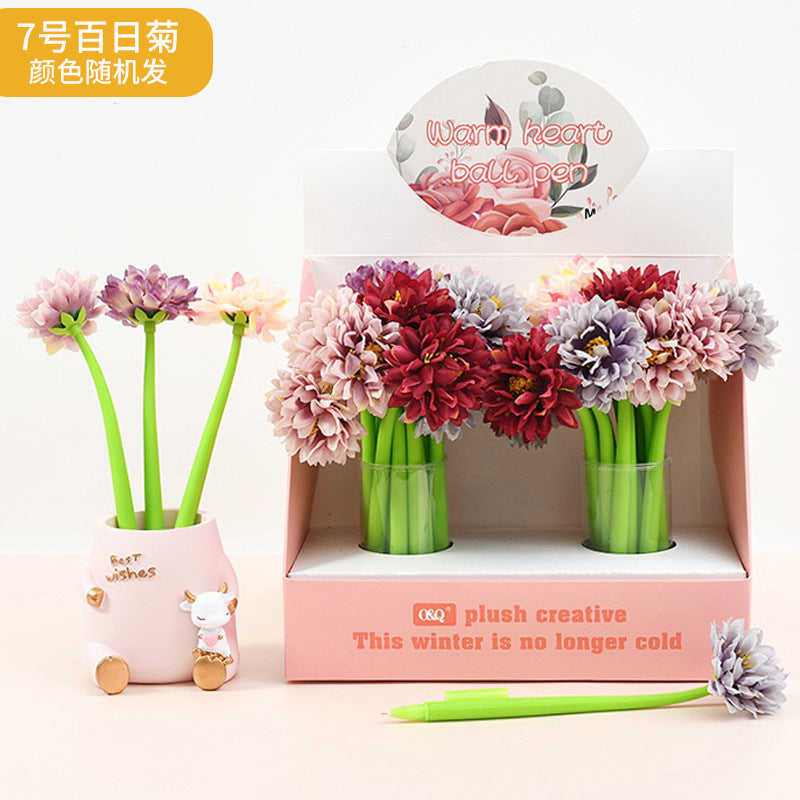 Wholesale Creative Flower Neutral Pens Soft Silicone Shaking Pen
