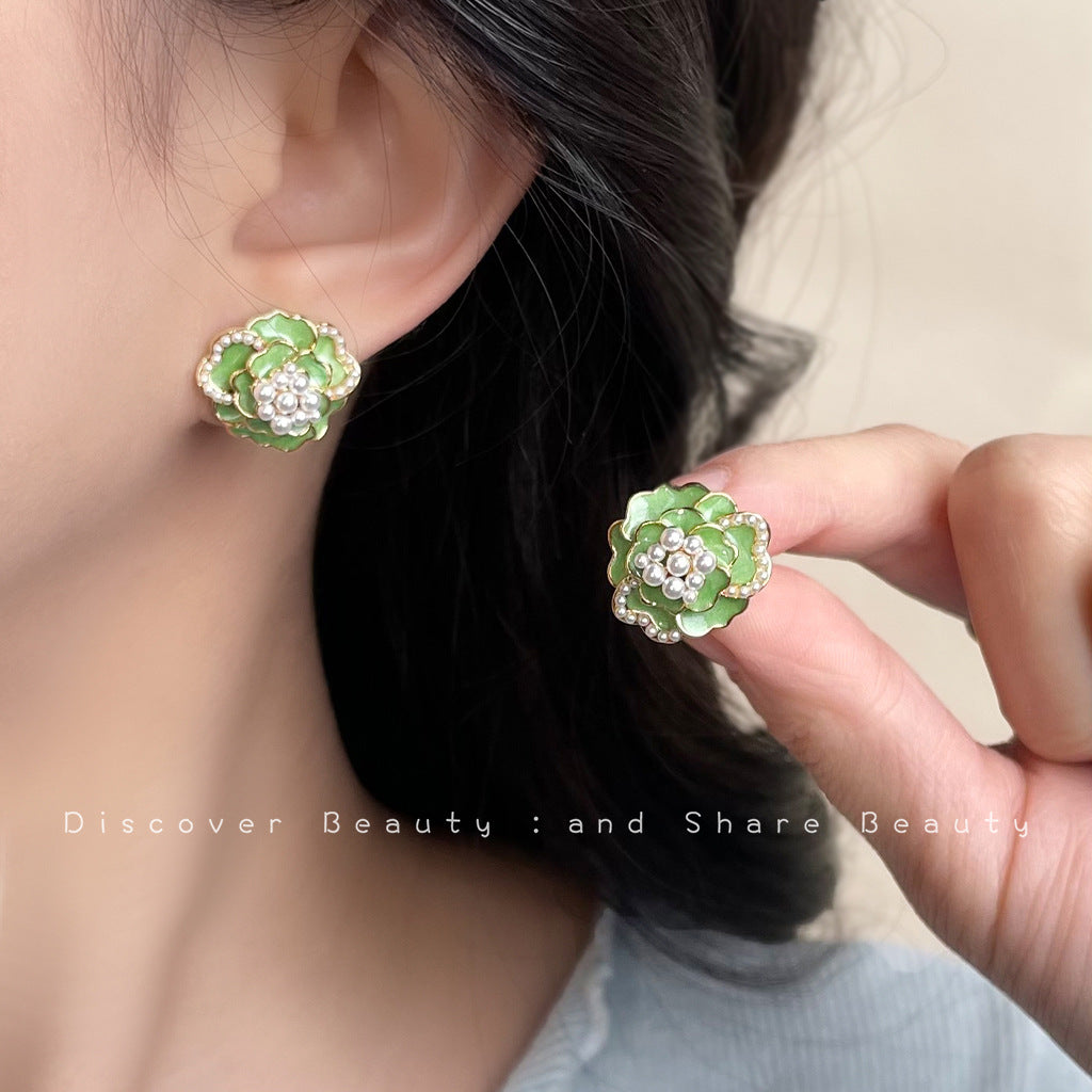 Wholesale  oil drop flower earrings