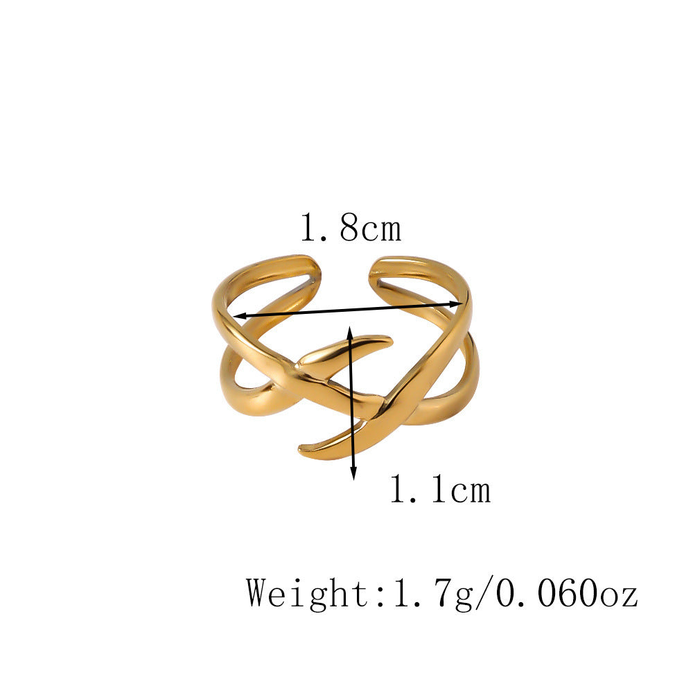 Wholesale Vacuum Gold Plated Irregular  Opening Adjustable Titanium Steel Ring