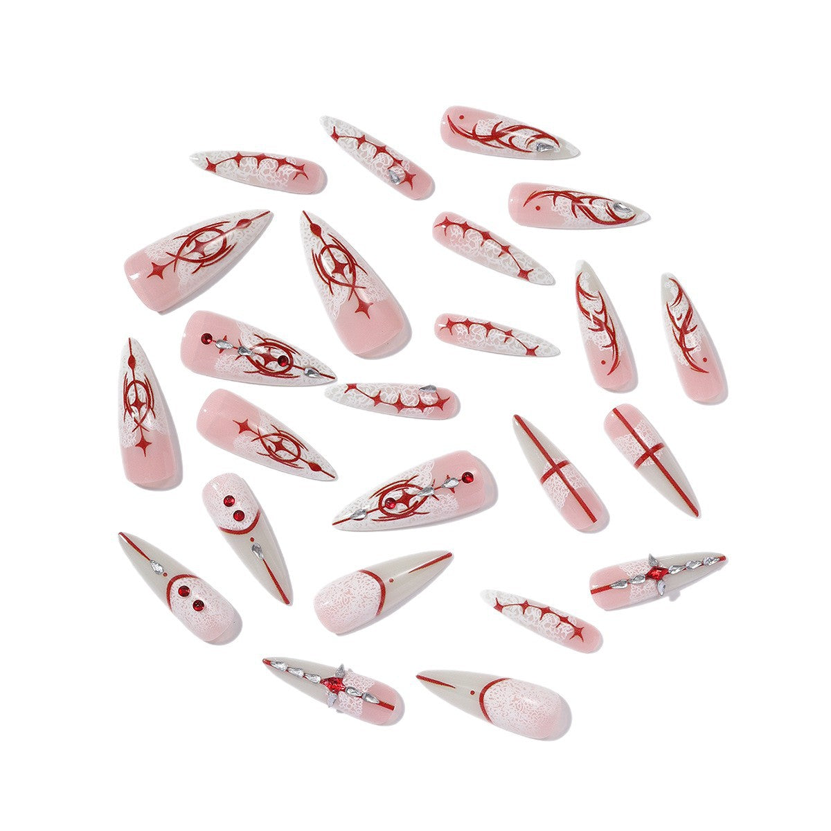 Wholesale 24 Pieces/  box  white gradient lace Gothic Nails Kits Nail Stickers