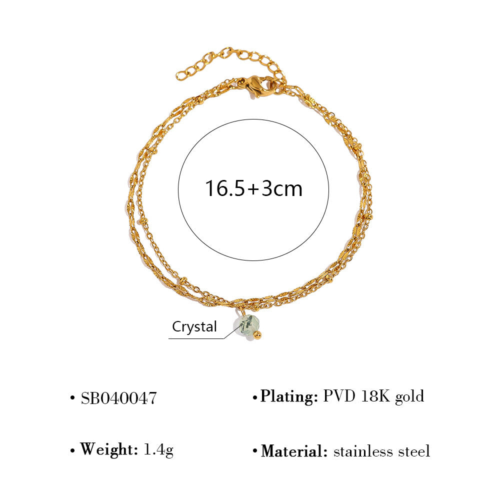 Wholesale Titanium Steel Stacked Bracelet suit Four-leaf Clover Natural Shell Pendant Bracelet suit