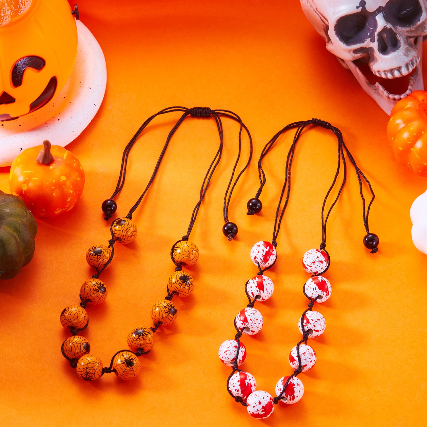 Wholesale Halloween Series Necklaced Creative Ghost Face White Background Printed Necklaces