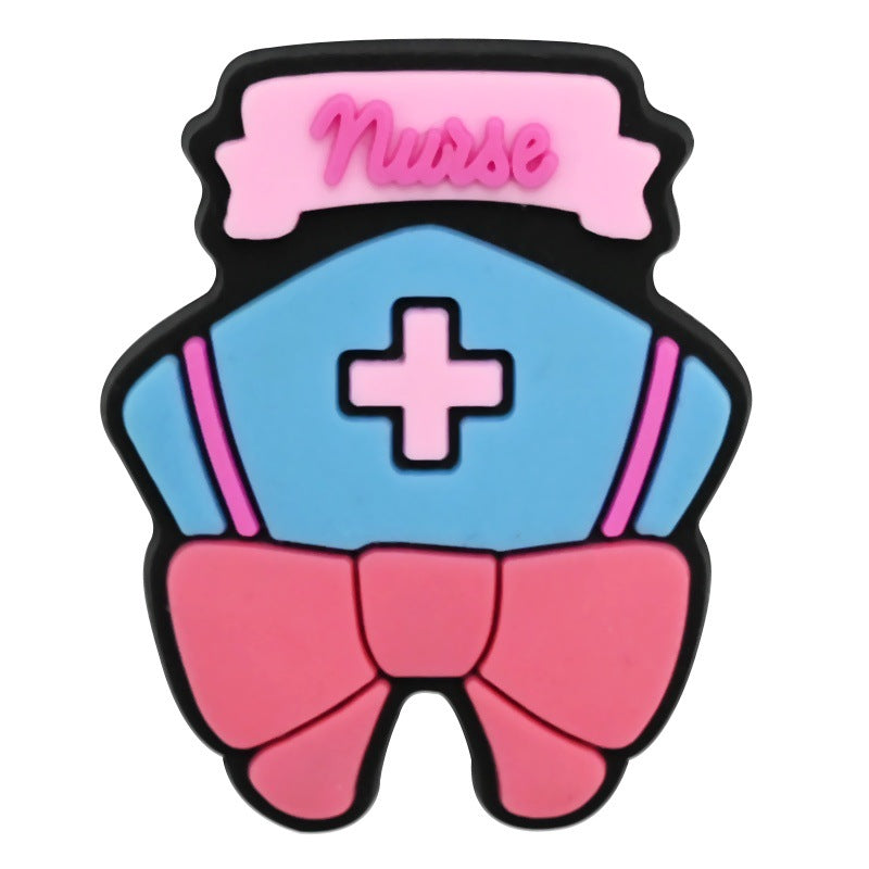 Wholesale Random 100pcs Nurses'  Day series  PVC Soft Rubber Shoe Buckle Decoration