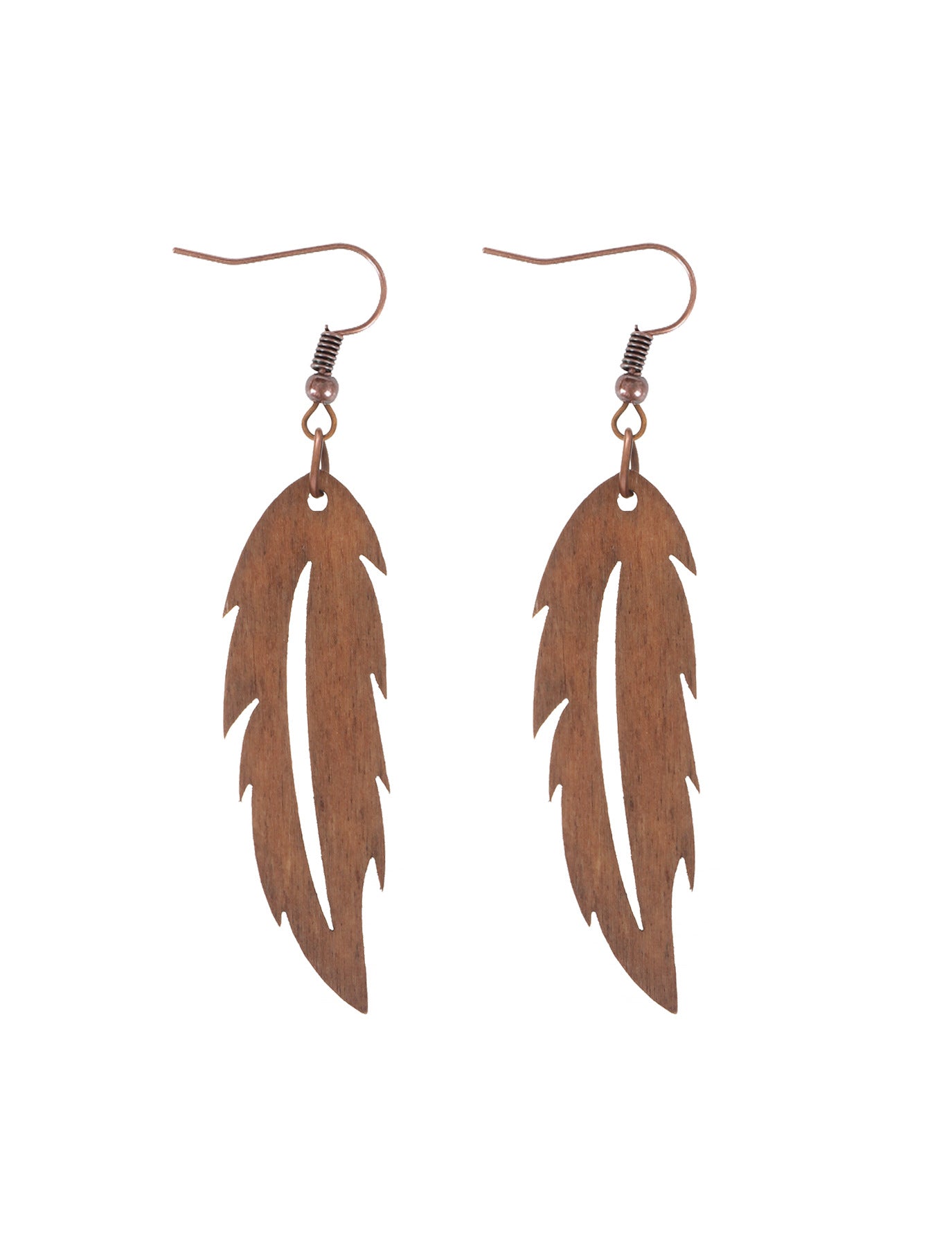 Wholesale  Retro Feather Leaf Shape Wooden Earrings