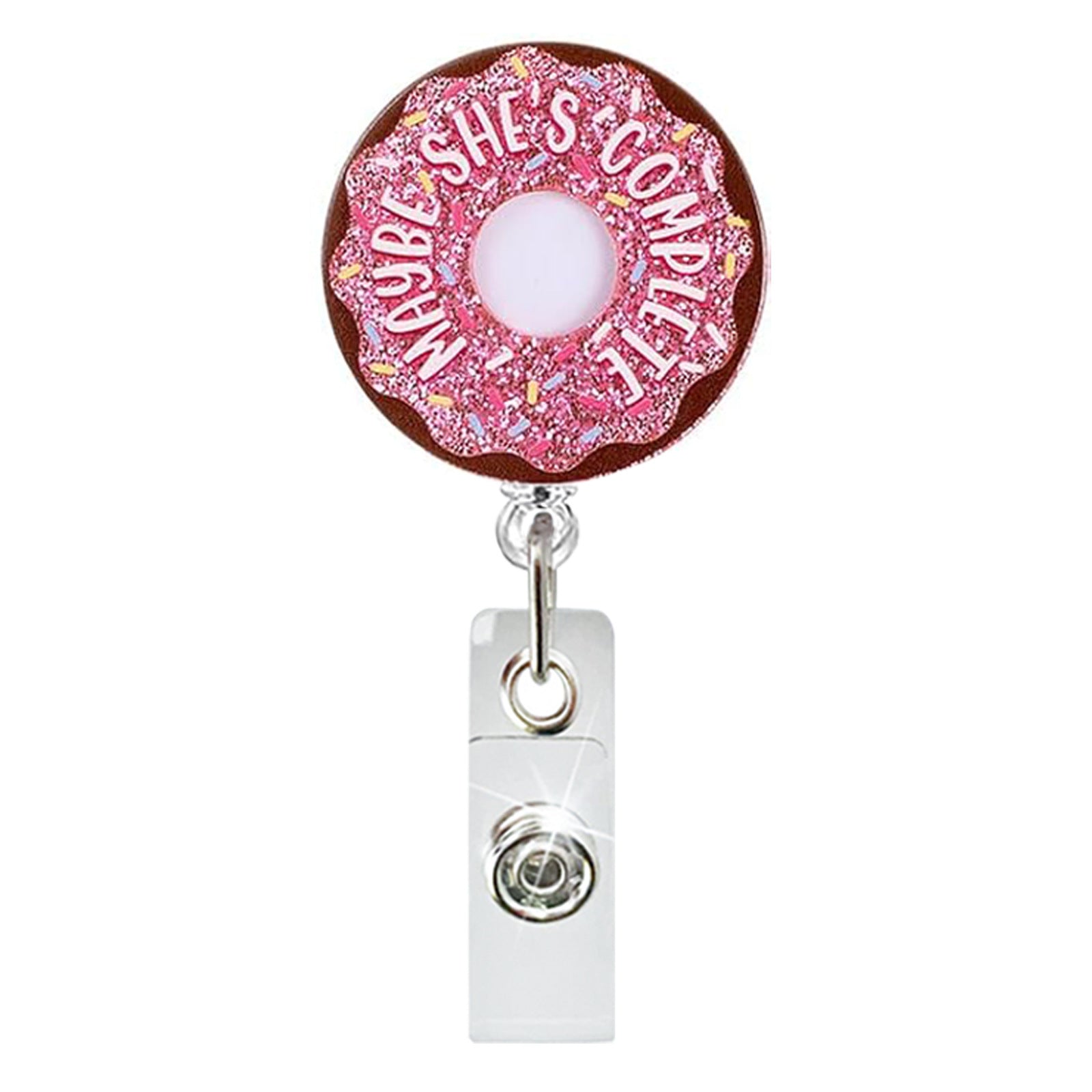 Wholesale Acrylic Baby Uterus Donut Retractable Rotating Badge Keychain ACC-KC-QiDing009