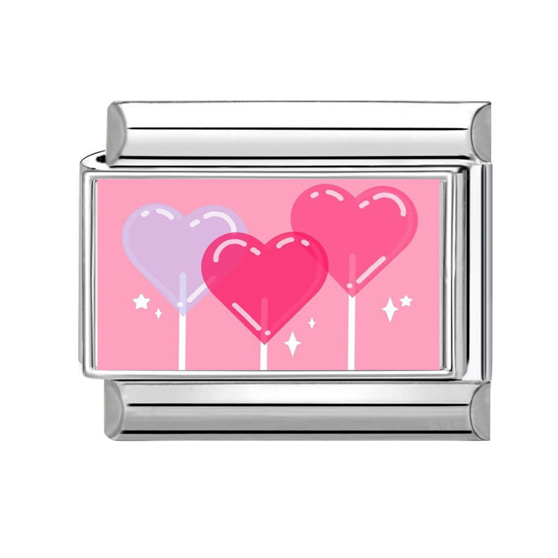 Wholesale Pink Floral Rainbow Heart Stainless Steel DIY Bracelet Charms Jewelry Accessory For Gift Boutique Resale