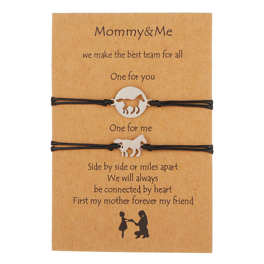 Wholesale Stainless Steel Horse Bracelet Mother's Day Set