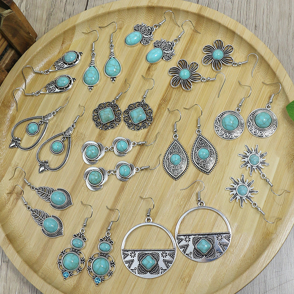 Wholesale Ethnic Style Geometric Acrylic Turquoise Earrings for Women Fashion Jewelry