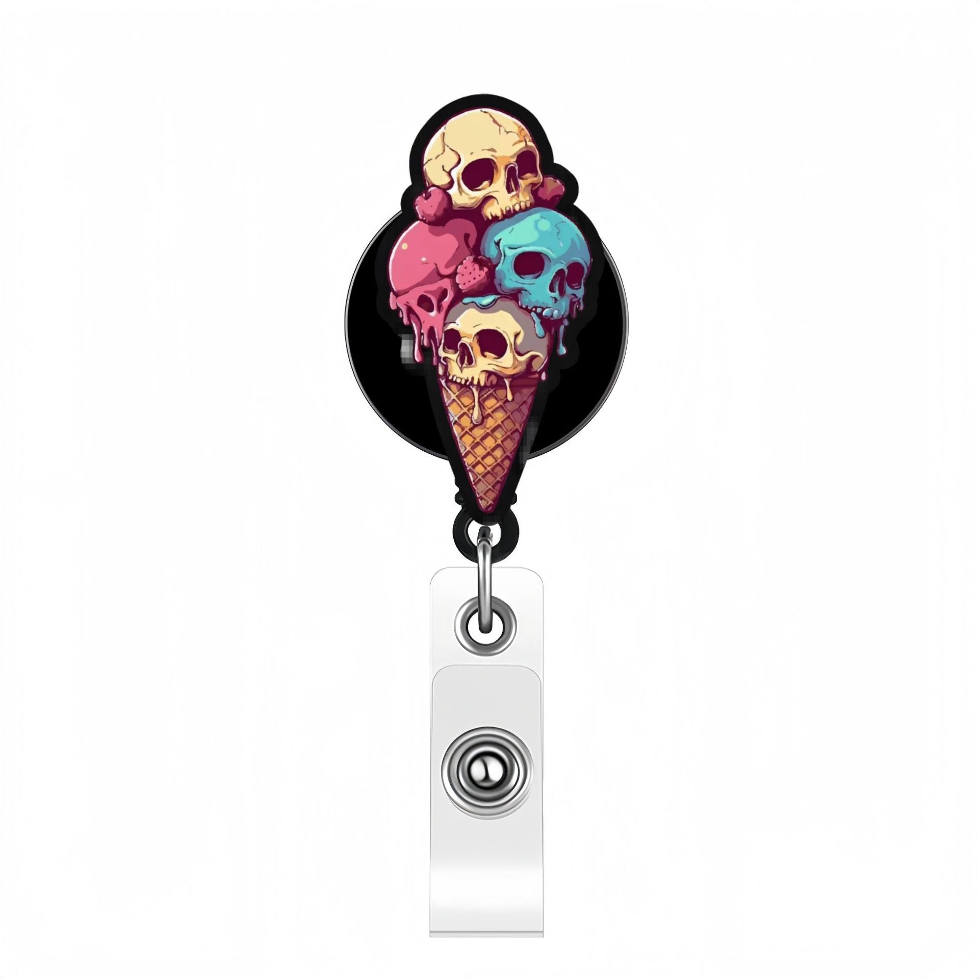 Wholesale Halloween Acrylic Retractable Clip Badge Keychain