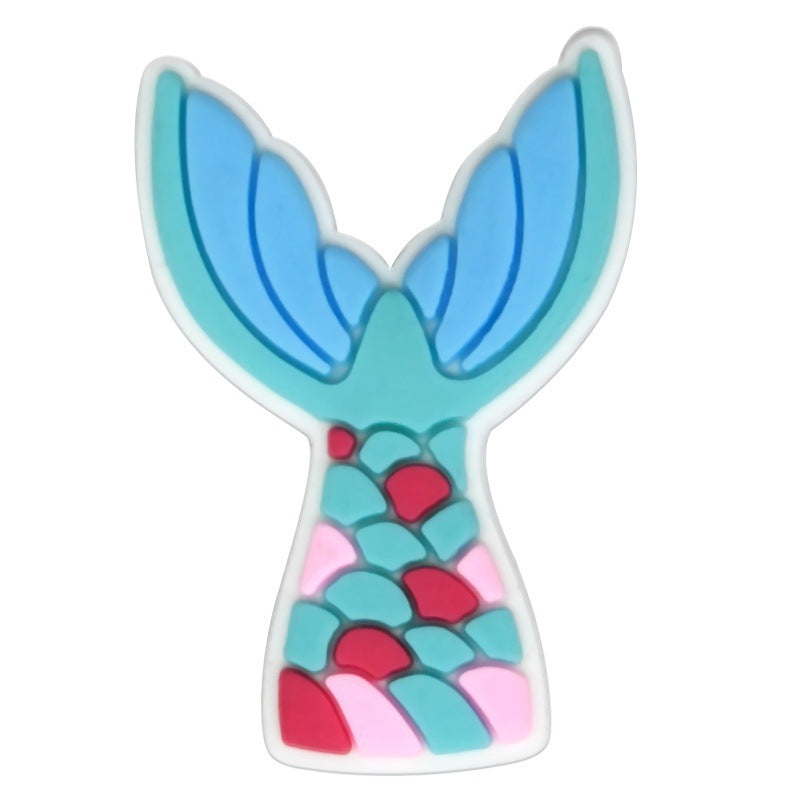 Wholesale Random 100pcs Colorful Mermaid Tail Series  PVC Soft Rubber Shoe Buckle Decoration