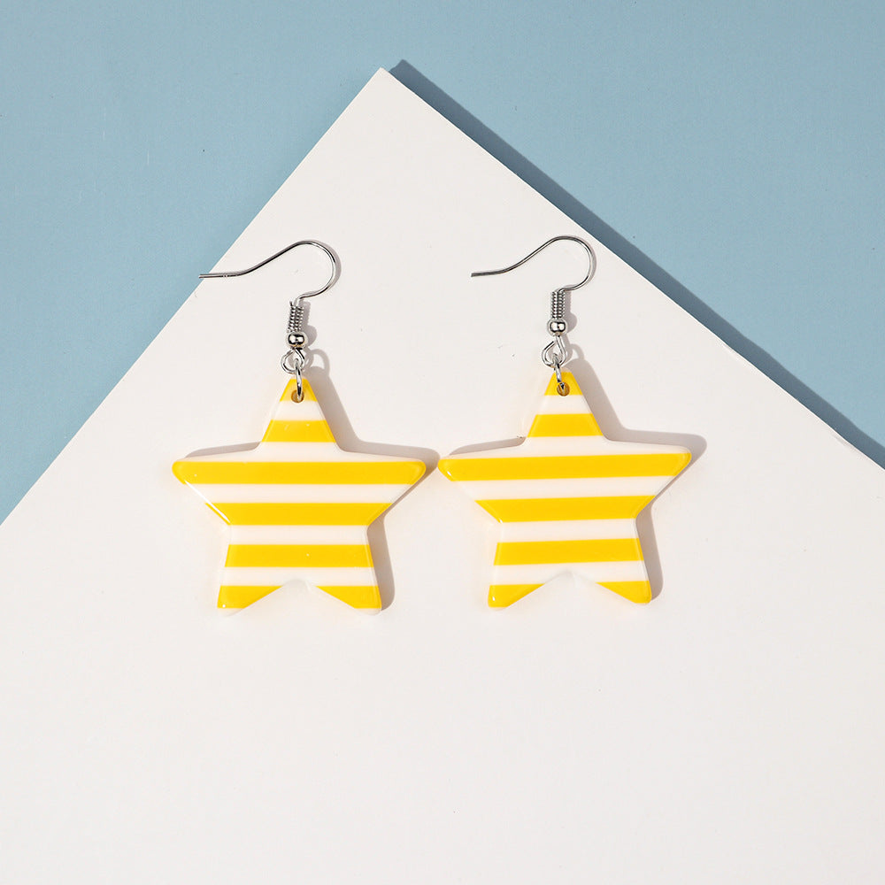 Wholesale  Creative Striped Five-pointed Star Earrings