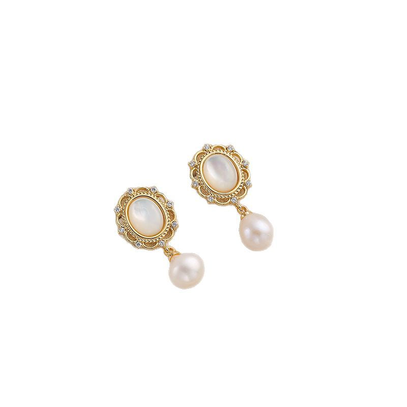 Wholesale Baroque Real Pearl Earrings S925 Silver Needle Ear Jewelry