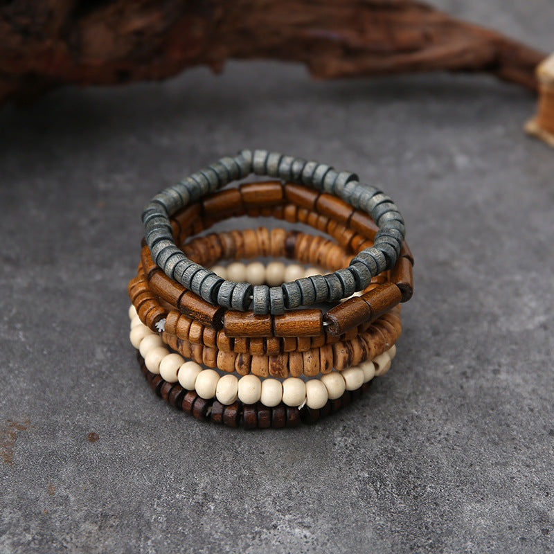 Wholesale Vintage handmade beaded men' s bracelet set adorned with turquoise beads