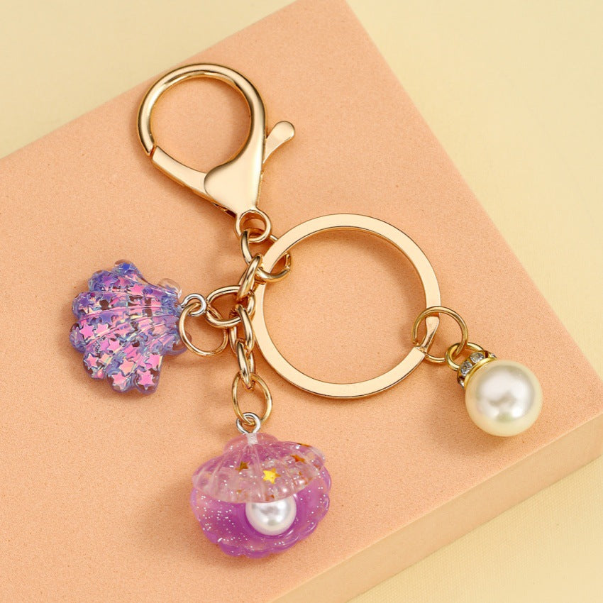 Wholesale Acrylic Pearl Shell Keychain ACC-KC-RongRui036