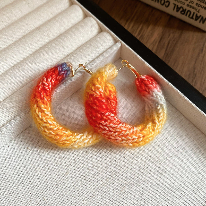 Wholesale Silver Needle Woven Wide Edge Earrings