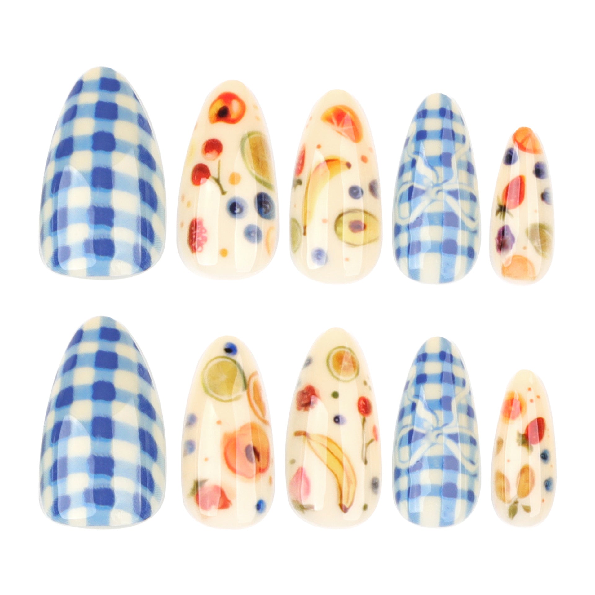 Wholesale 24 Pieces/box Blue and White Contrast Plaid Nails Kits Nail Stickers