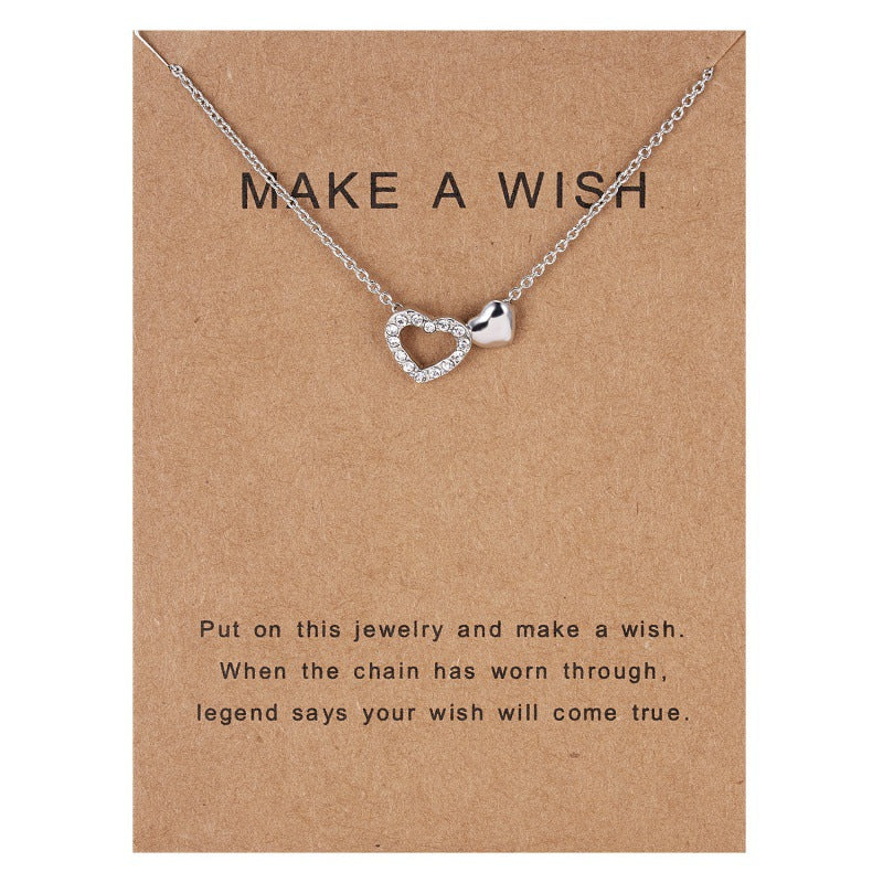 Wholesale  necklace paper card diamond hollow heart pendant clavicle chain