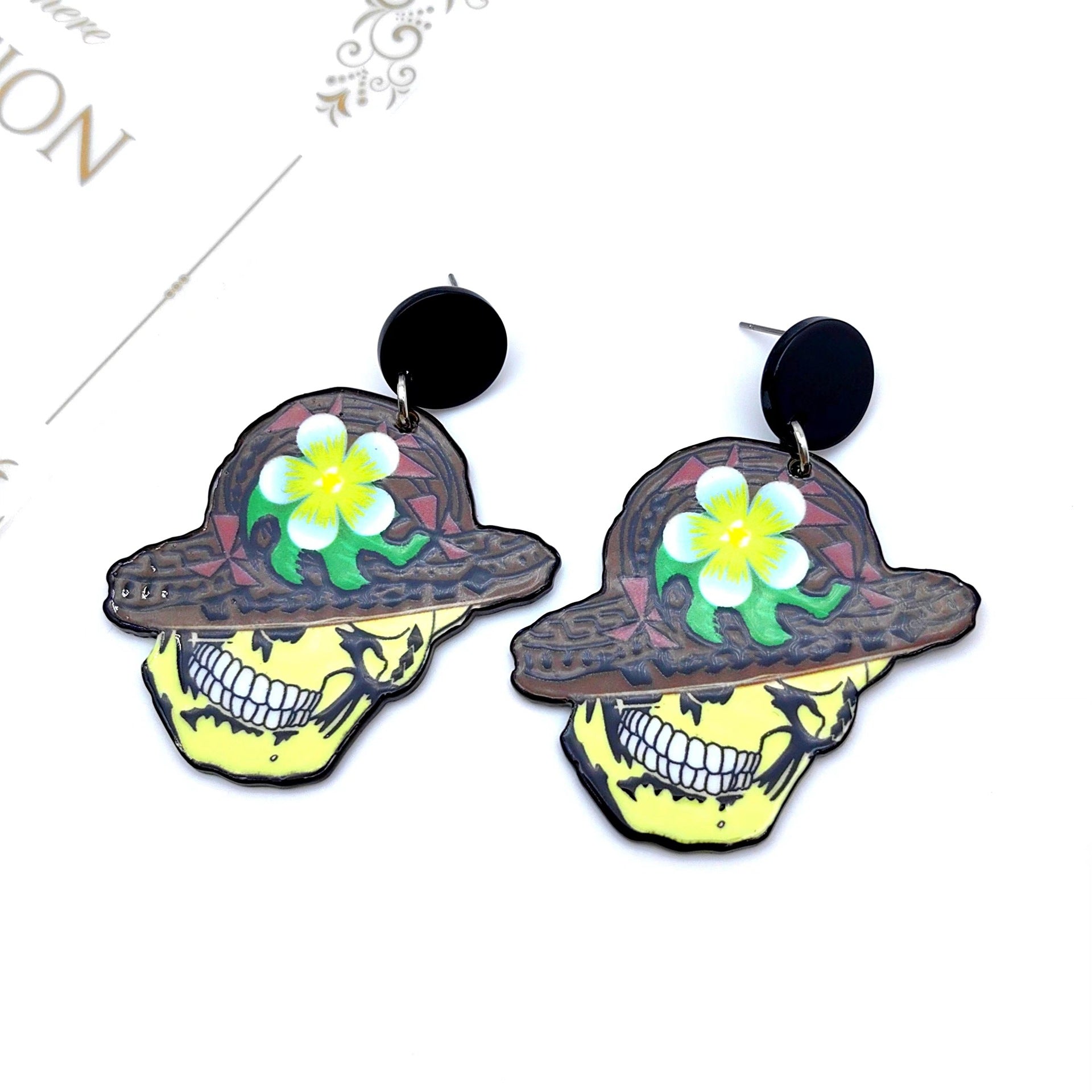 Wholesale Halloween Skull Acetate Acrylic Earrings ACC-ES-Xizhao007