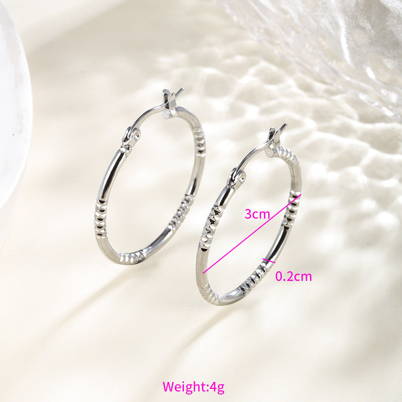 Wholesale Stainless steel heart-shaped large circle earrings