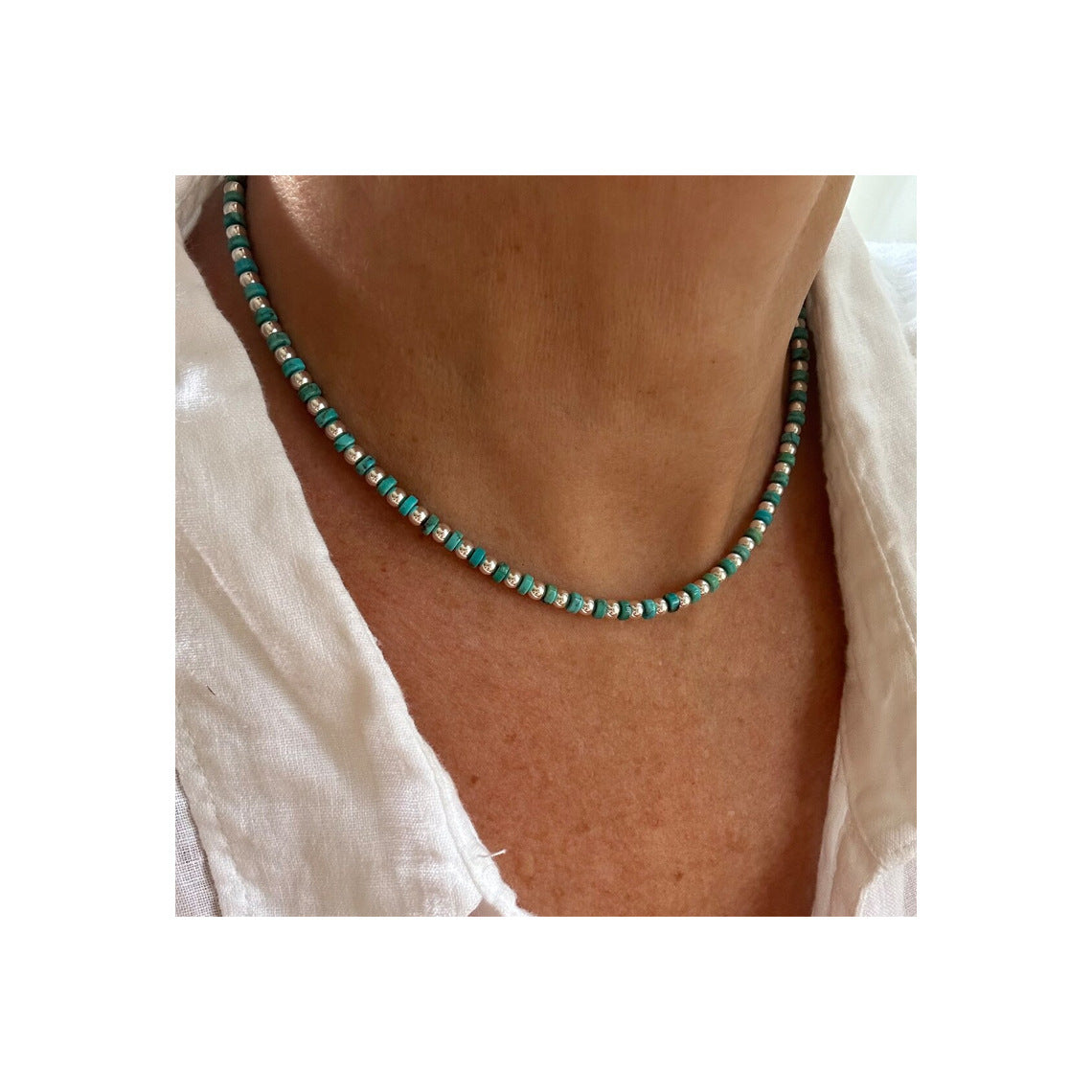 Wholesale Bohemian Ethnic Style Turquoise Beaded Necklace Handmade Clavicle Chain Summer Jewelry Accessory