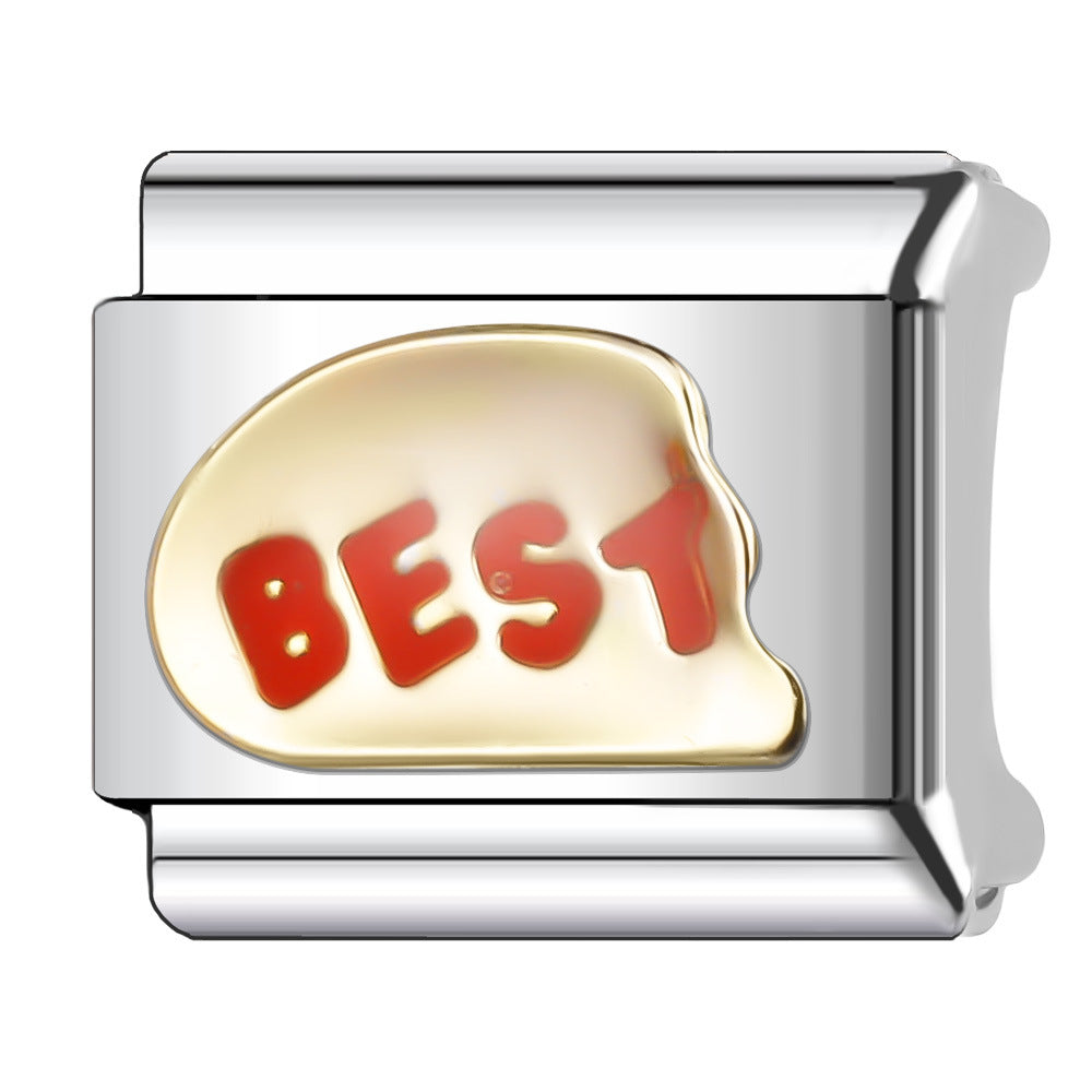 Wholesale Italian Charm Bracelet 9mm DIY Splicing English Retro Series Stainless Steel Composable Bracelet