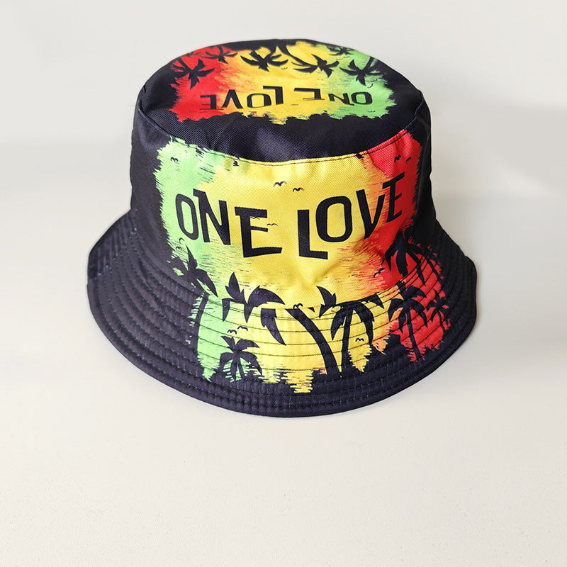 Wholesale Printed Cartoon Fisherman Hat,  Double-Sided Retro Sunshade,  Casual Outdoor Hat for Men Women