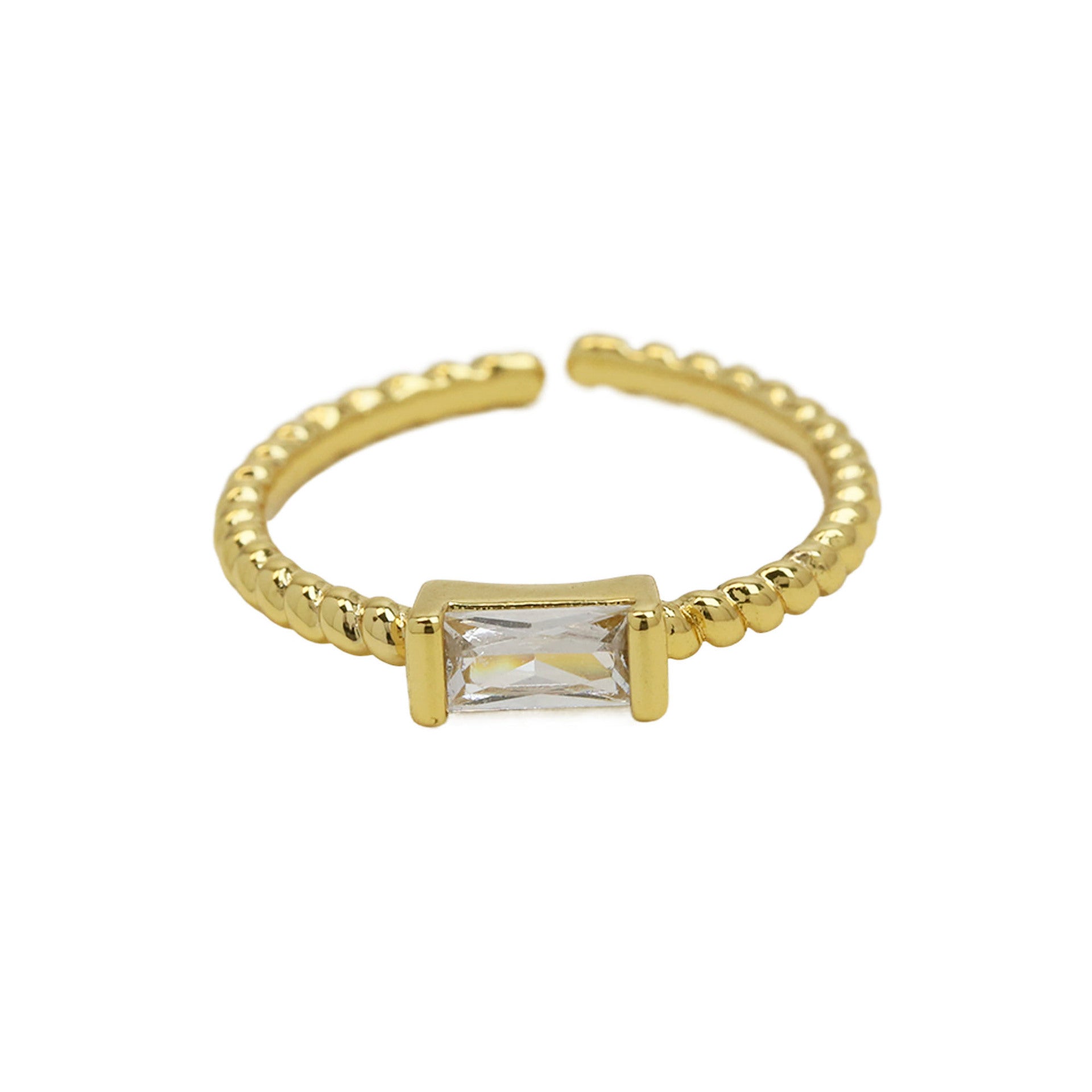 Wholesale  18k Brass Long Square Ladder Square  Birthstone  December Opening Ring