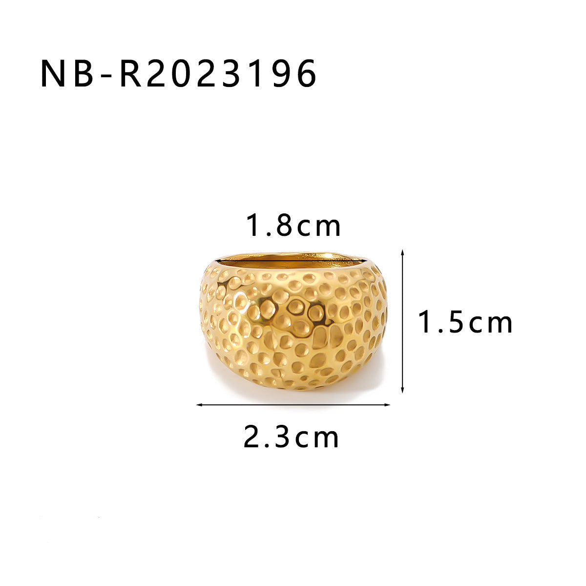 Wholesale Hammered Geometric Titanium Steel 18K Gold Plated Ring