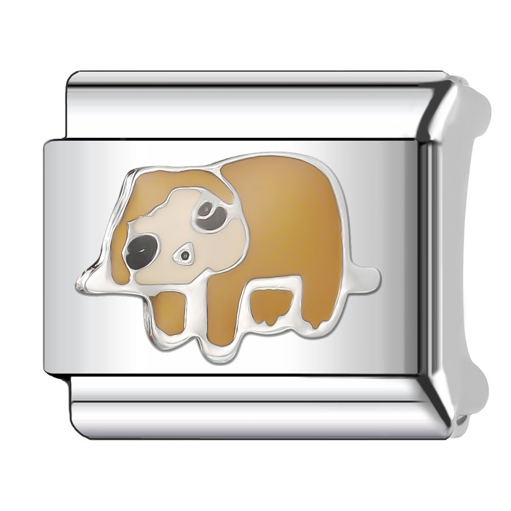 Wholesale Italian Charm Bracelet 9mm DIY Splicing Cute Cartoon Animal Stainless Steel Composable Bracelet