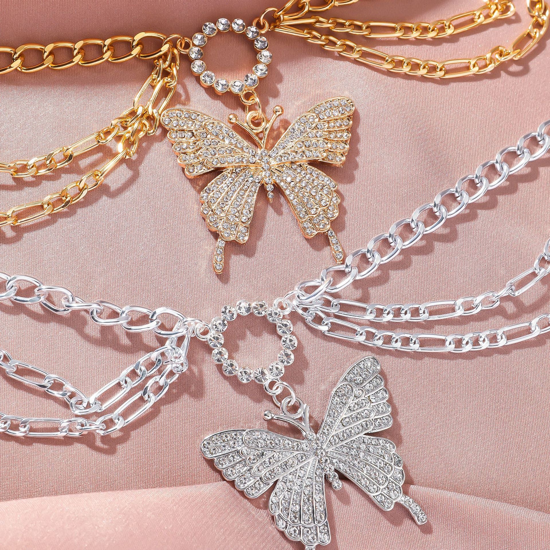 Wholesale Multi-layered large butterfly anklet