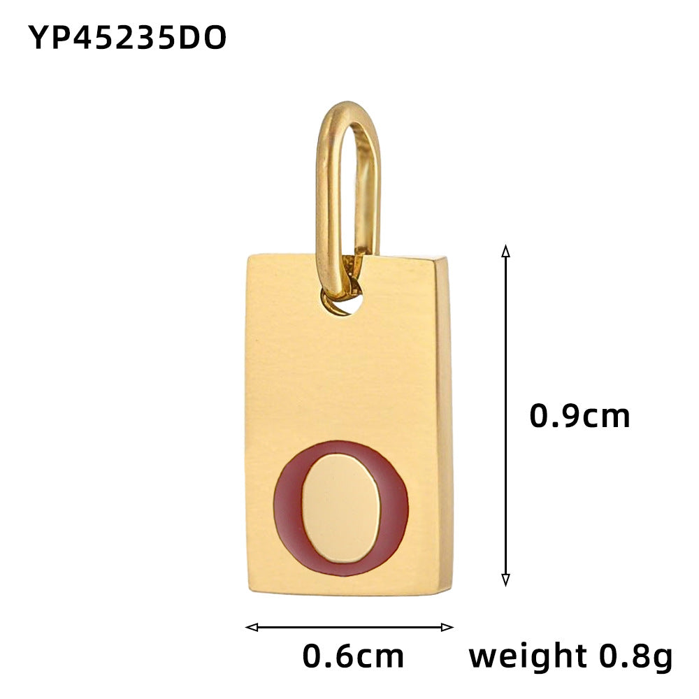 Wholesale 26 oil drops English letters stainless steel gold-plated DIY pendant