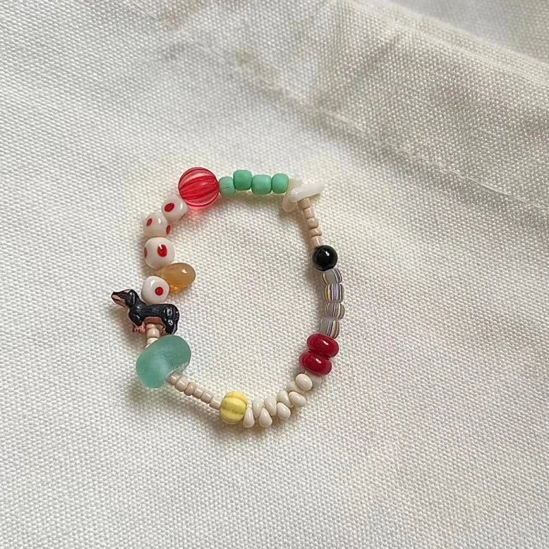 Wholesale Cute Dachshund Colorful Beaded Bracelet