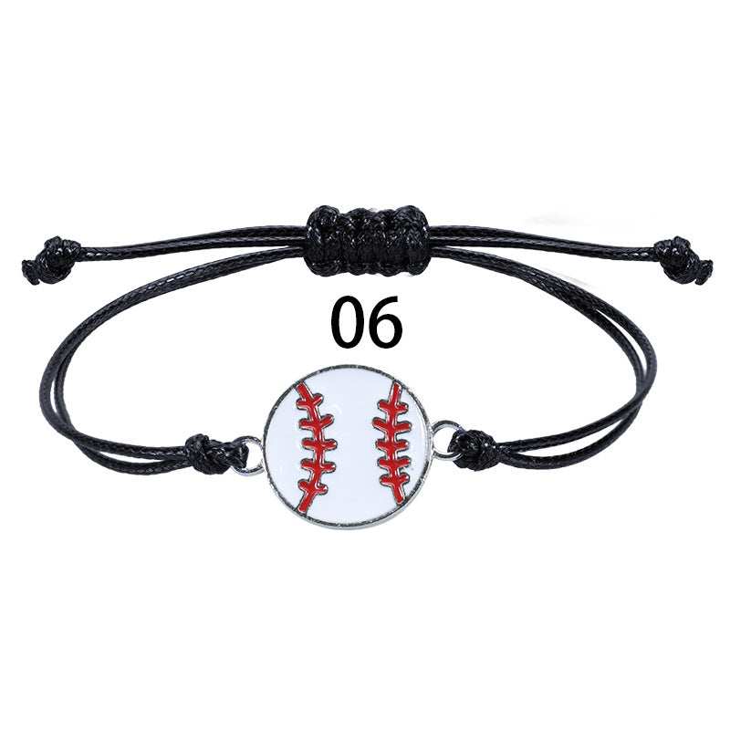 Wholesale Wax Thread Woven Baseball Football Hand Wristbands Basketball Bracelet