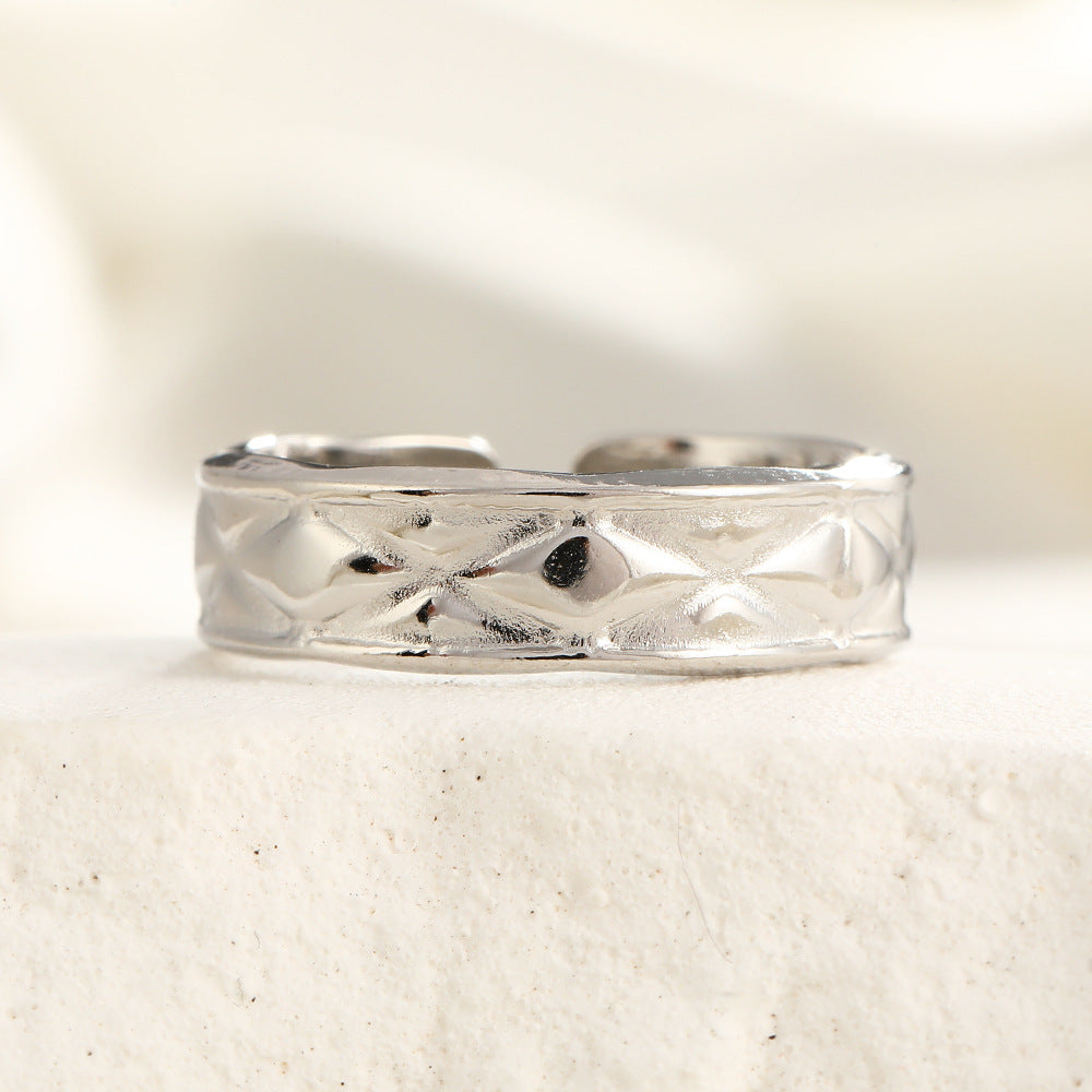 Wholesale Stainless Steel  Irregular Ring Line Ring Hollow Rings  ACC-RS-TaiMei006