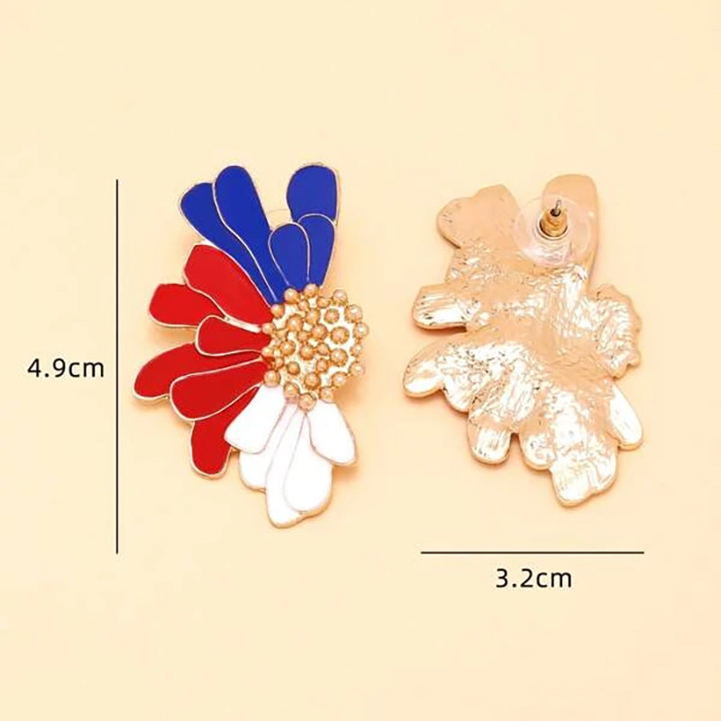 Wholesale American Independence Day Flower Drop Oil Alloy Earrings ACC-ES-FuSu005