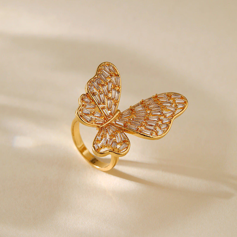 Wholesale Light Luxury Zircon Exquisite Ring Color-retaining French Opening Rings