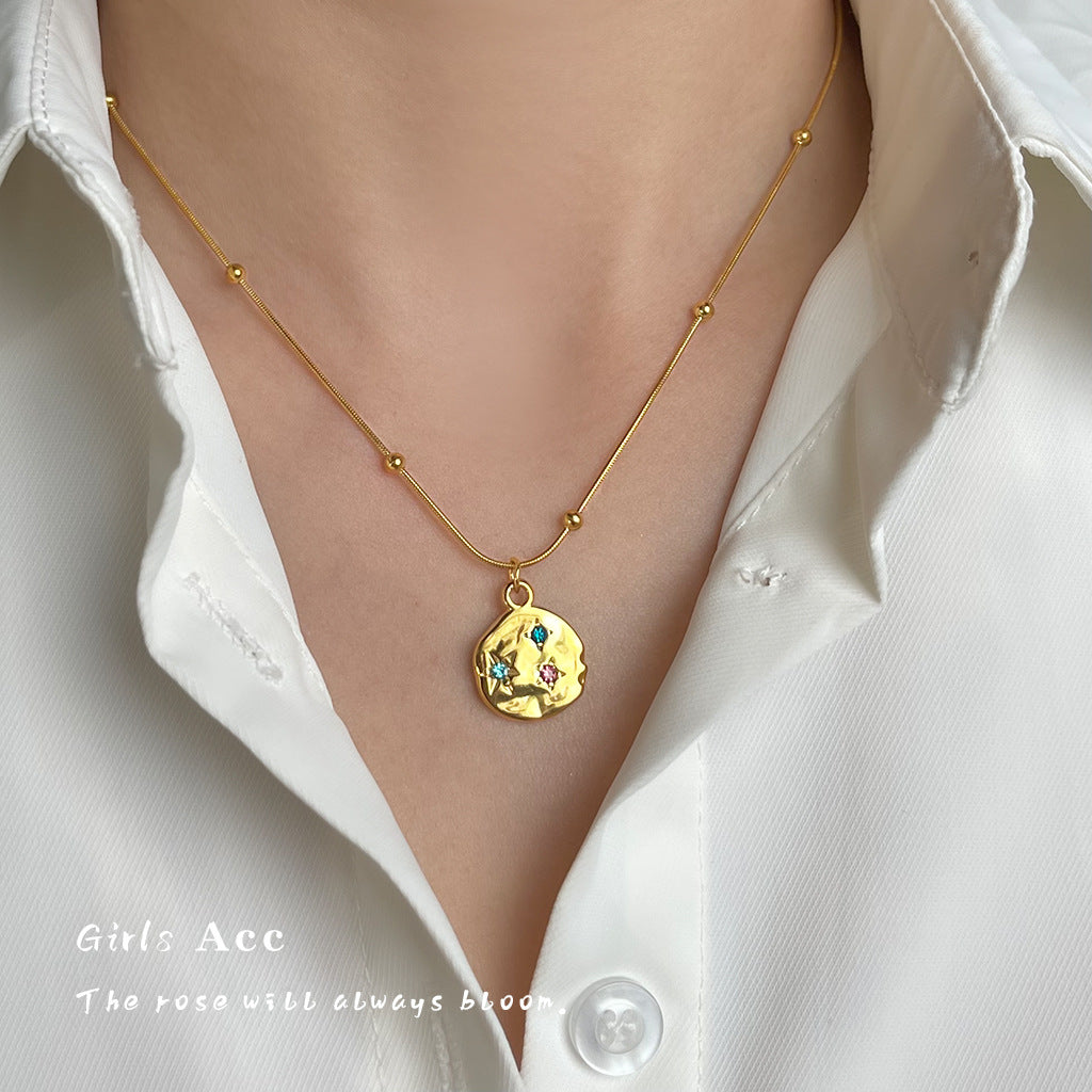 Wholesale 18K Gold Plated Stainless Steel Star Moon Clavicle Necklace Boutique Jewelry for Women