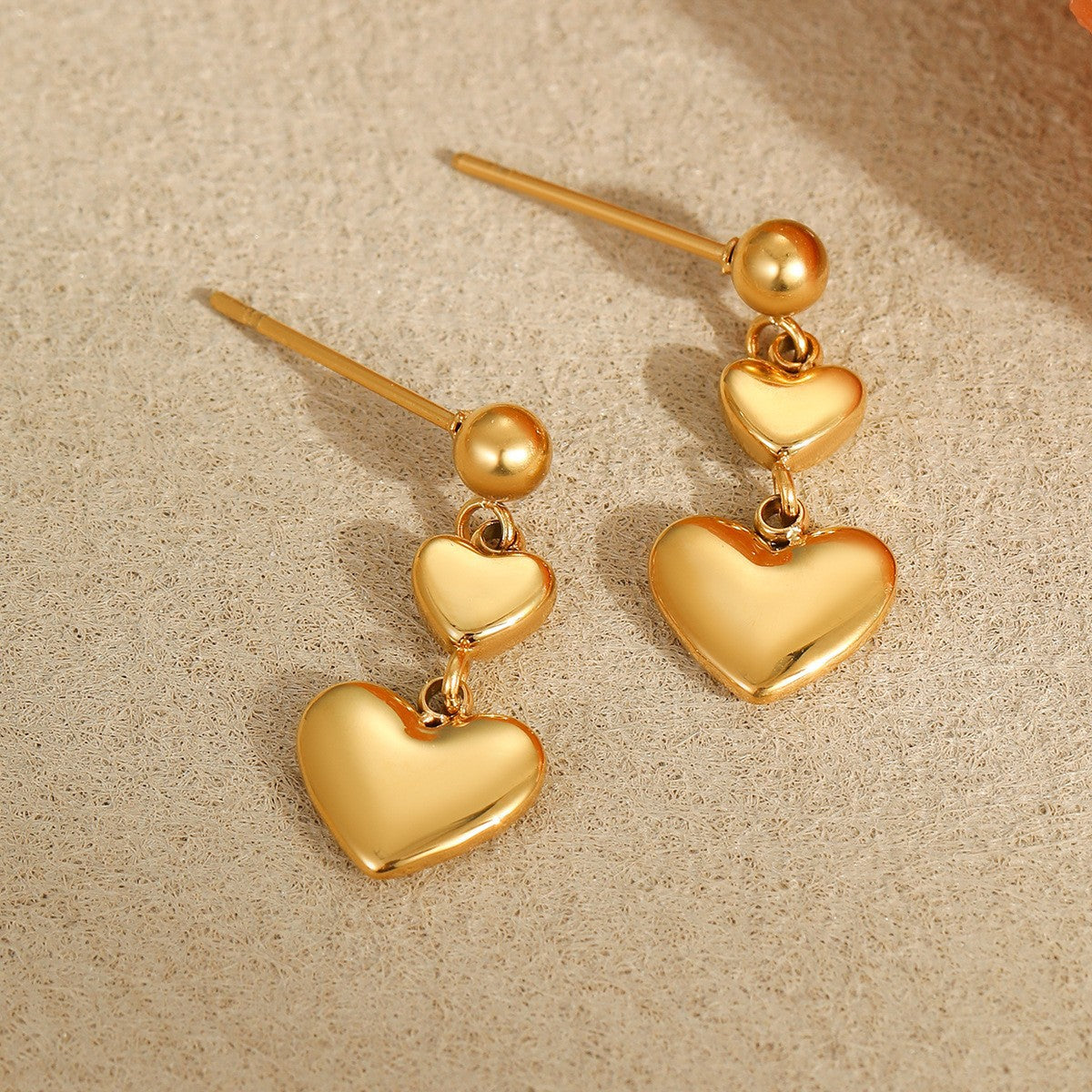 Wholesale Heart Earrings Stainless Steel Plated 18K Gold Earrings