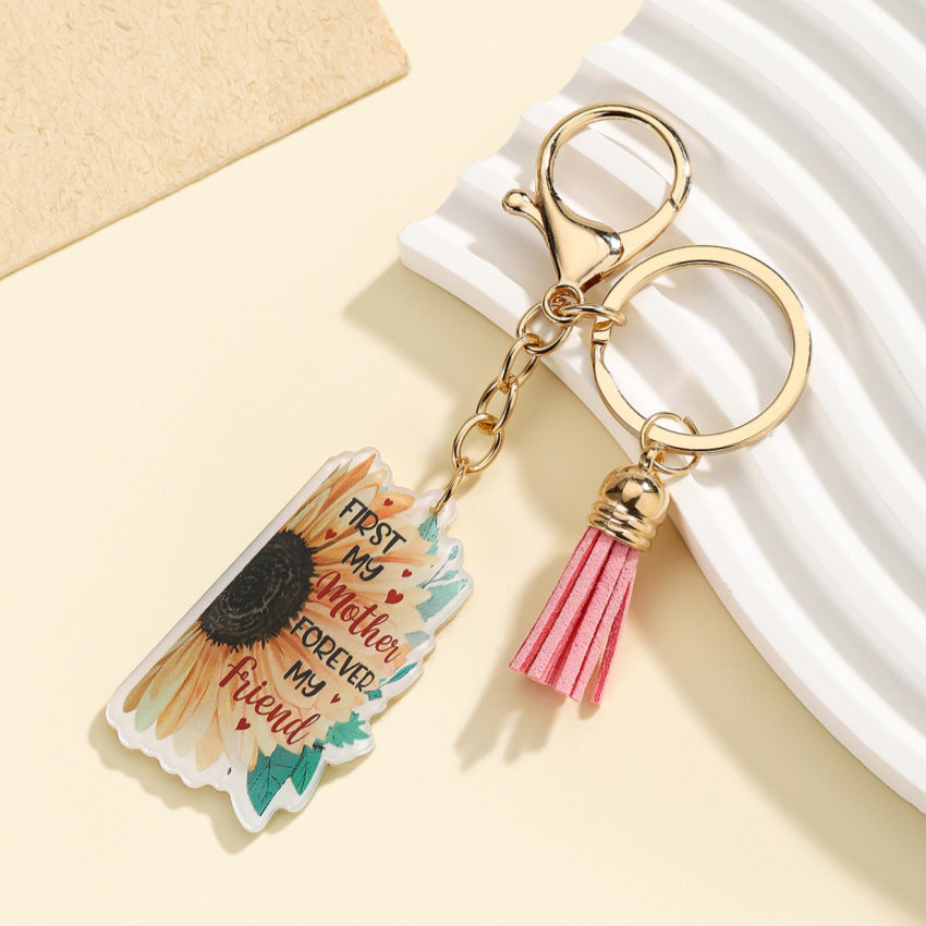 Wholesale  Mother's Day Love Acrylic MOM Tassel Keychain
