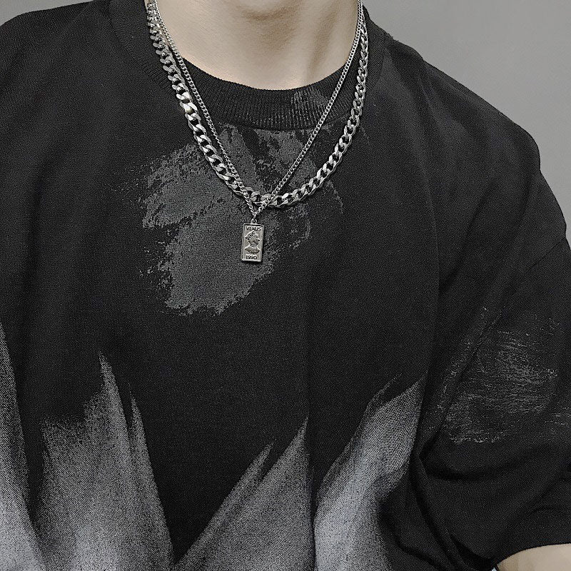 Wholesale Titanium Steel Double Layer Cuban Necklace