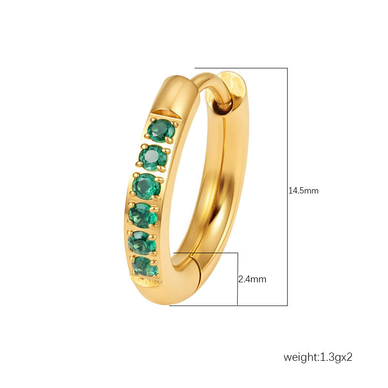 Wholesale Geometric Zircon Earrings,  Stainless Steel 18K Gold Plated,  Fashion Accessory for Women,  Boutique Resale