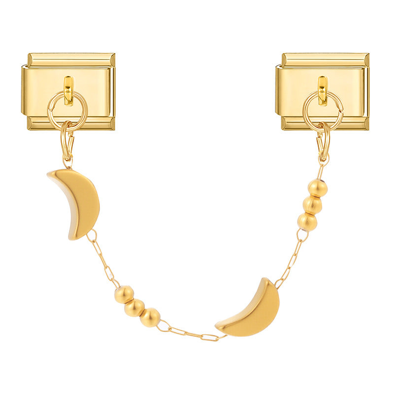 Wholesale Italian Charm Bracelet 9mm DIY Splicing Gold Double Pendant Stainless Steel Composable Bracelet