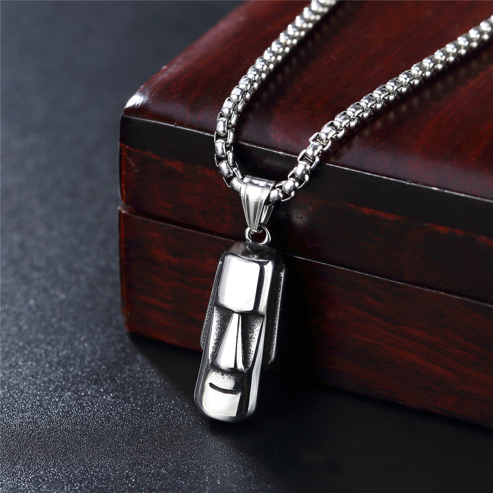 Wholesale Easter Island Stonehenge Moai Statue Men's Stainless Steel  Necklace