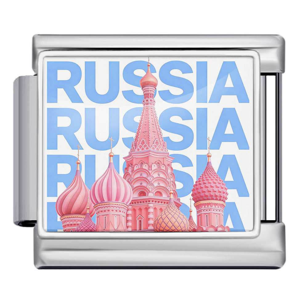 Wholesale 9mm Italian Charm Starter Bracelets DIY Landmark Pattern Stainless Steel Composable Bracelet