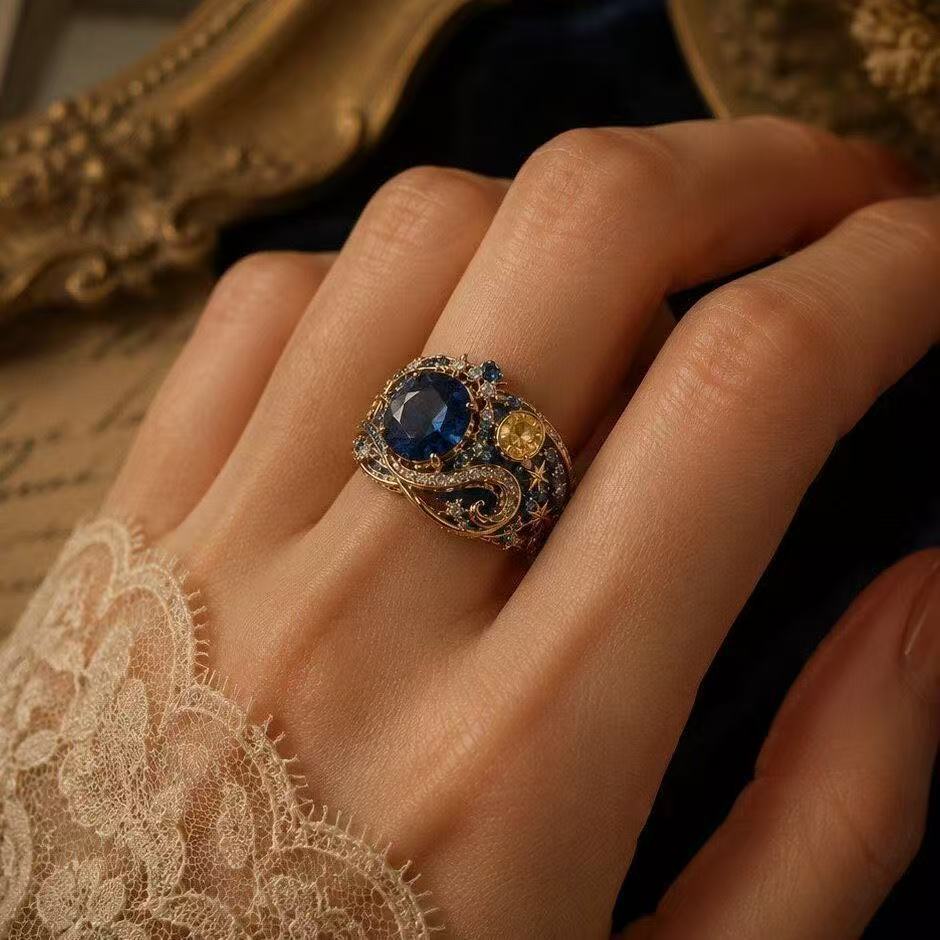 Wholesale Trendy Starry Rhinestone Pinky Ring Alloy Electroplated Jewelry Accessory For Resale