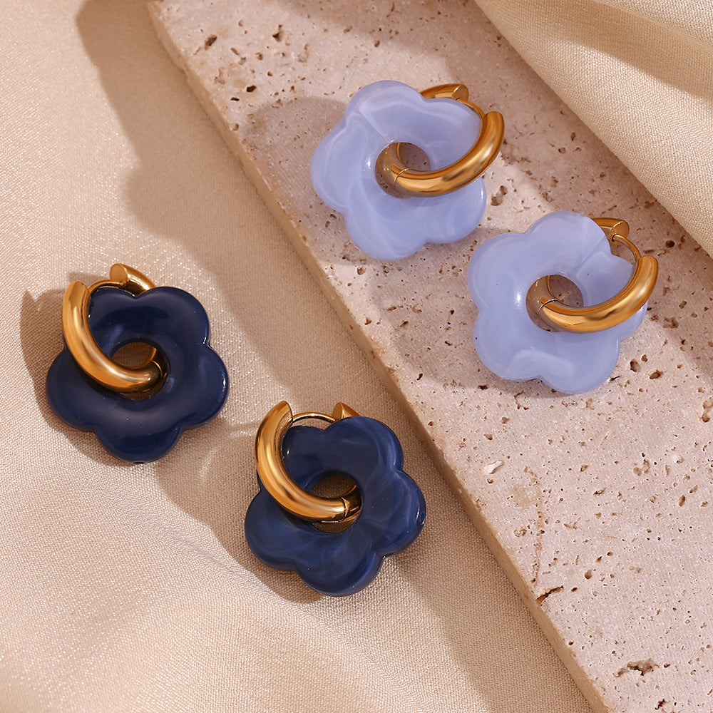 Wholesale Resin Flower Copper Earrings ACC-ES-MLR009