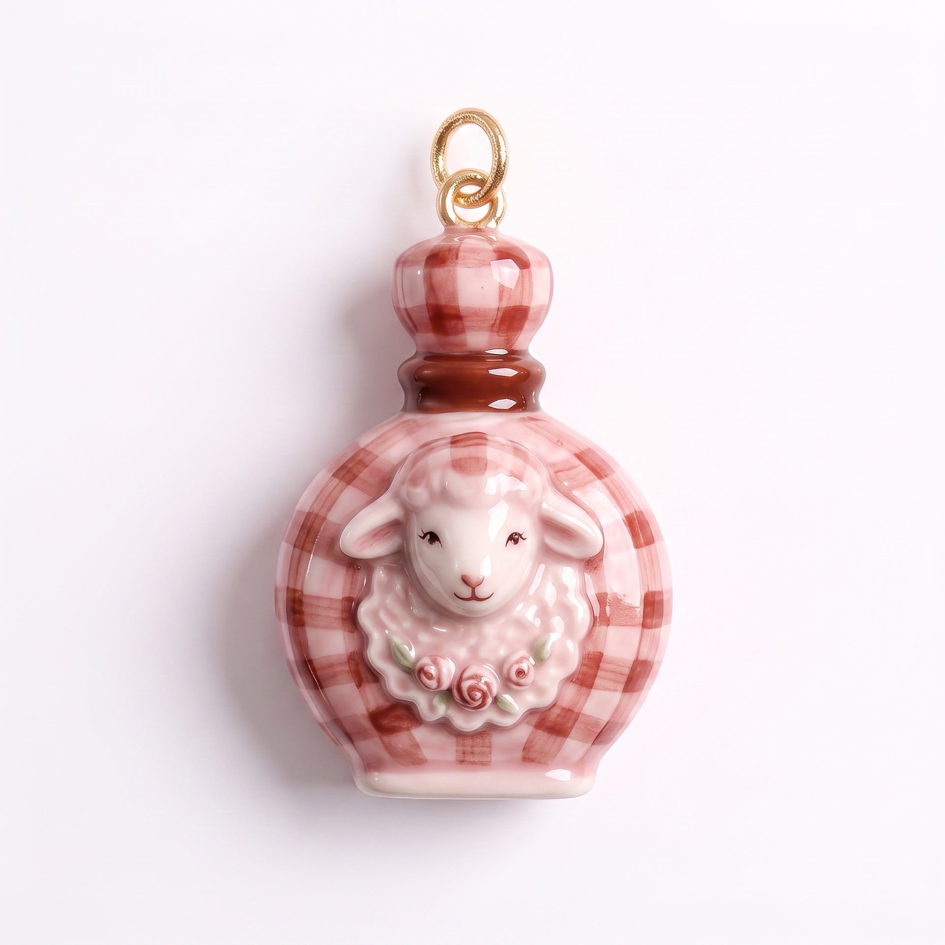 Wholesale Lolita pink checkered sheep enamel pendant,  hot air balloon teacup,  sheep DIY bracelet,  necklace,  earrings,  jewelry accessories