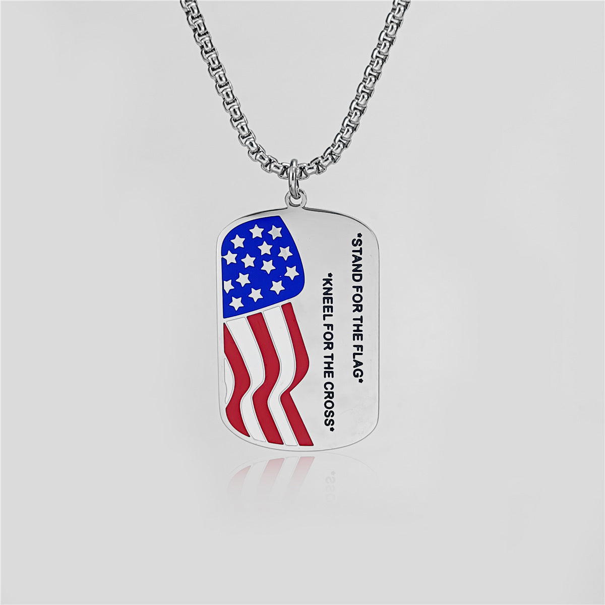 Wholesale American Independence Day Square Series Stainless Steel Necklace ACC-NE-Ruig001