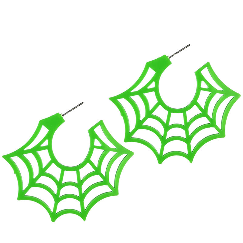 Wholesale 2 Pairs/pack Halloween Spider Web Earrings Punk Fluorescent Retro Earrings Acrylic Earrings ACC-ES-HY147